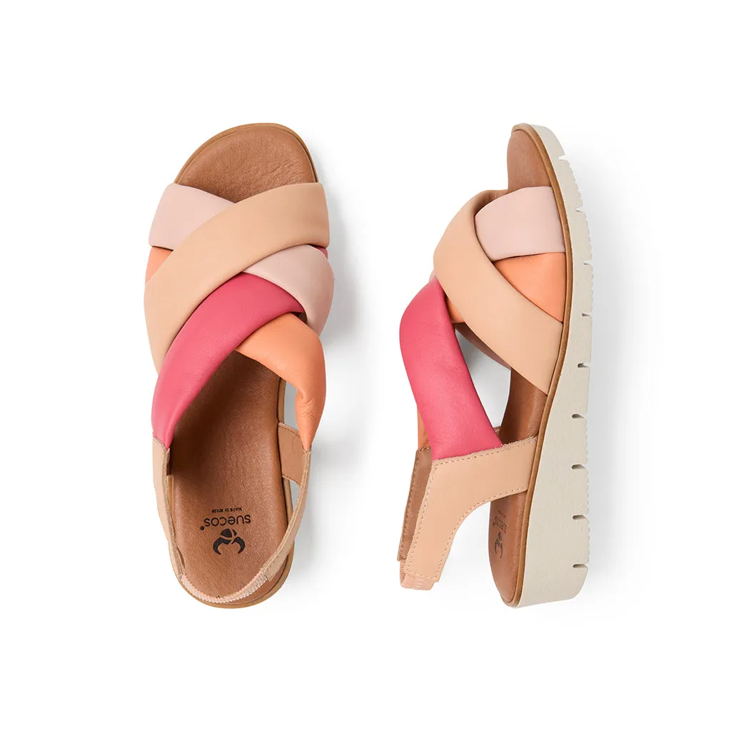 Suecos Blomma Coral sandali donna corallo con zeppa