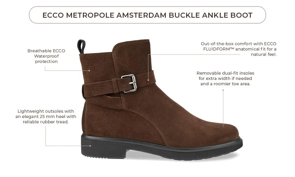 Ecco Amsterdam stivaletti donna 35 EU coffee impermeabili