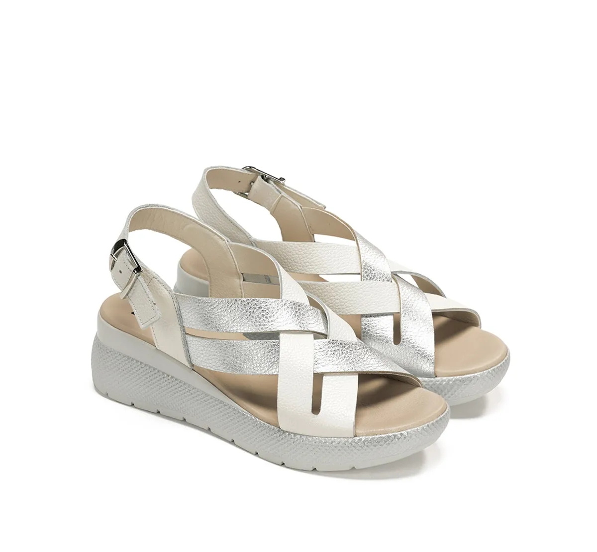 Fluchos Ever D9316 sandali donna argento con fibbia