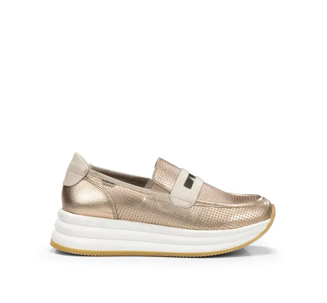 Fluchos Draz D9243 mocassini donna oro con zeppa