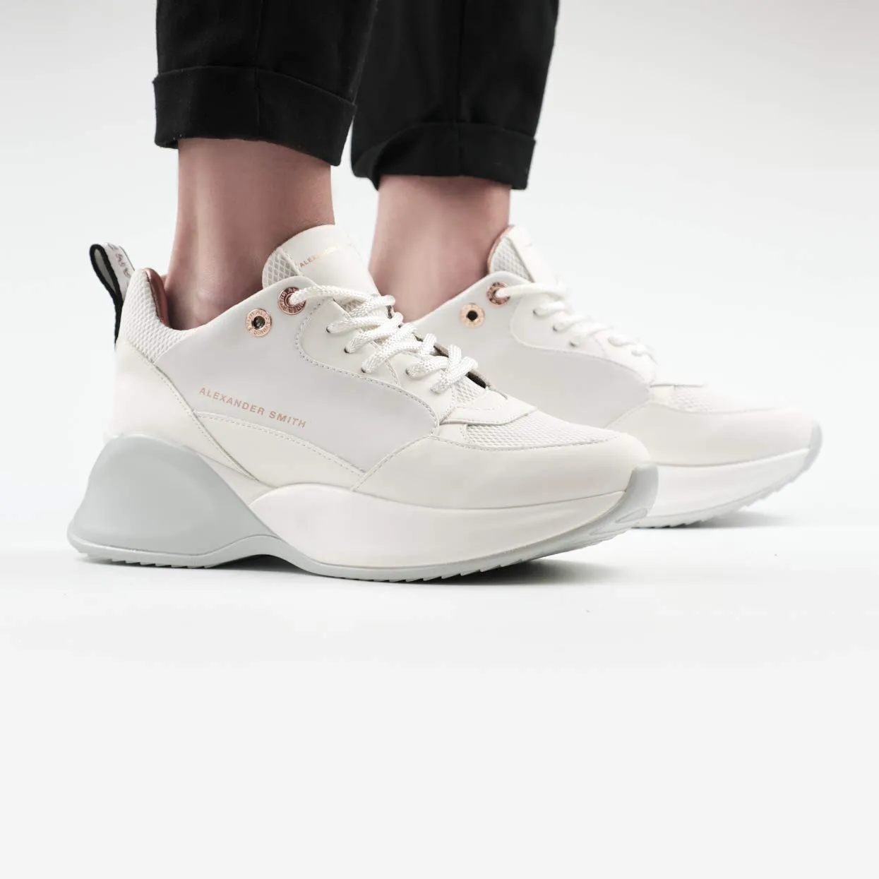 Alexander Smith London Eye White Pink sneakers donna pelle