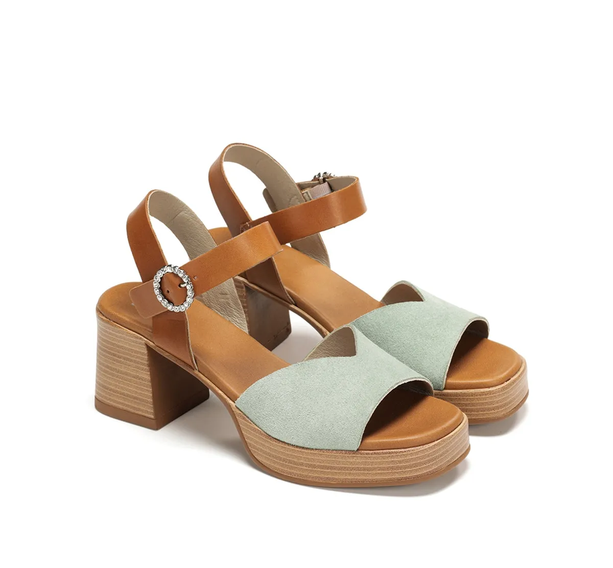 Fluchos Diamond D9283 Sandalo Verde Tacco Largo