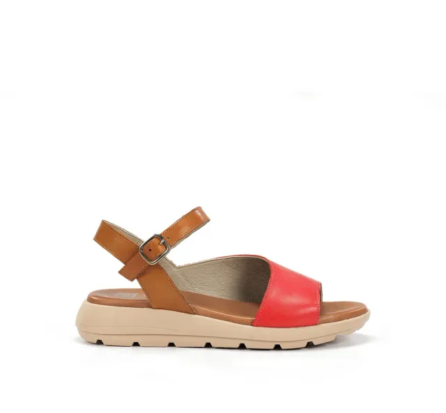 Dorking Gandia D9463 sandali donna rosso fibbia