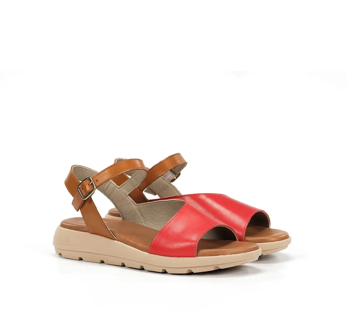 Dorking Gandia D9463 sandali donna rosso fibbia