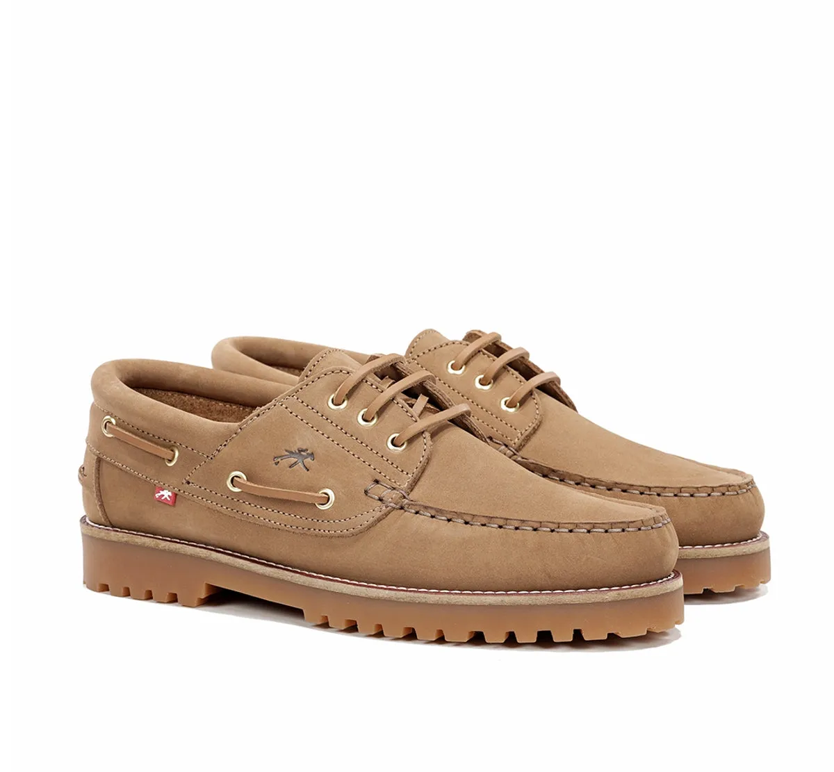Fluchos Scott F0054 scarpe da barca uomo marroni suola gomma