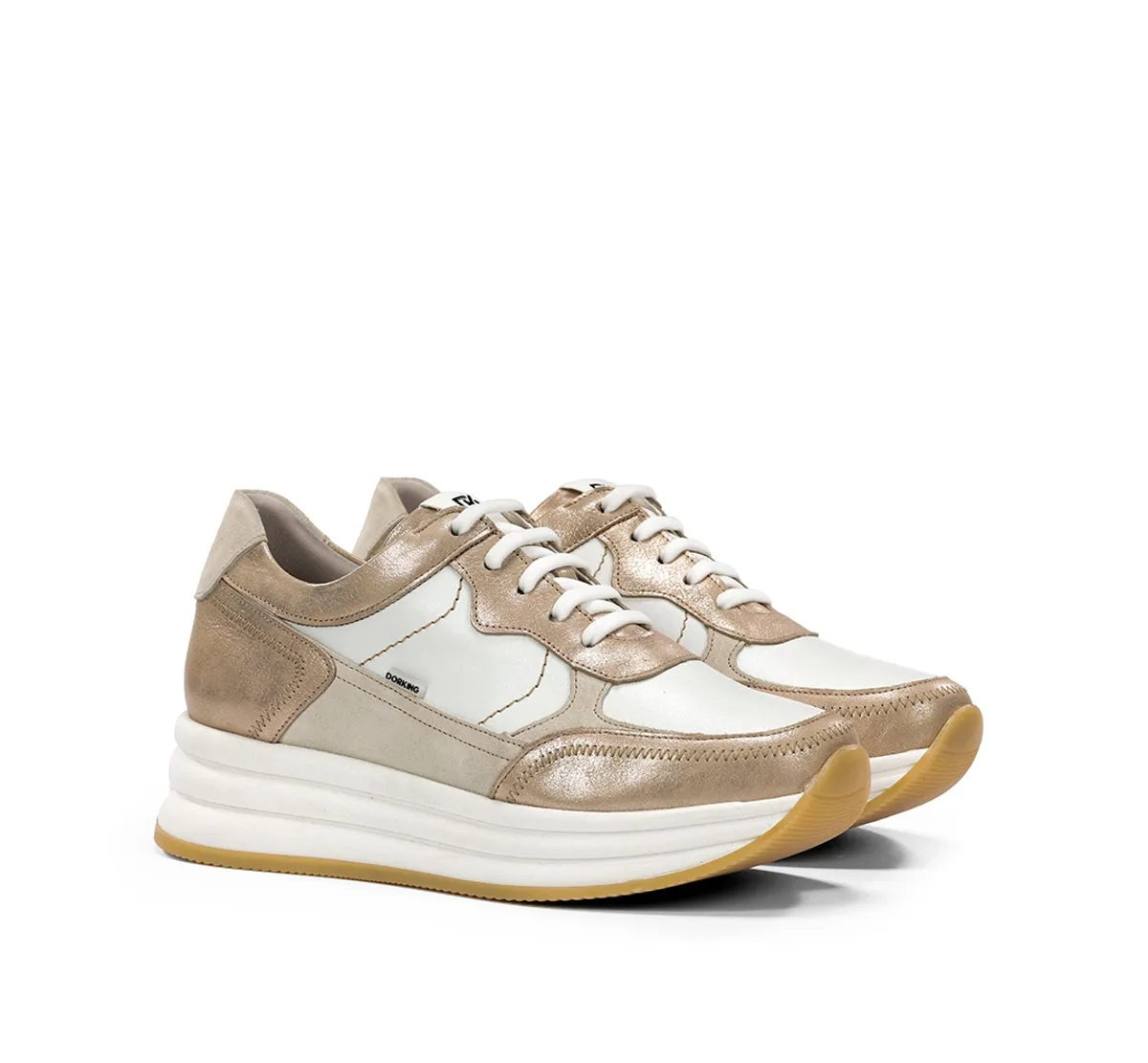 Fluchos Draz D9436 sneakers donna oro con zeppa