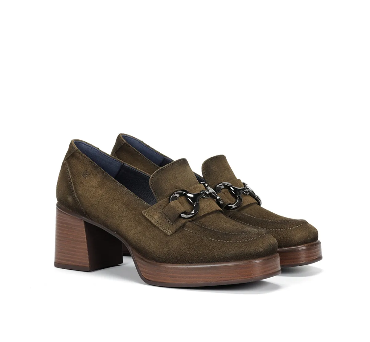 Fluchos Cristel D9155 mocassini donna verdi plateau