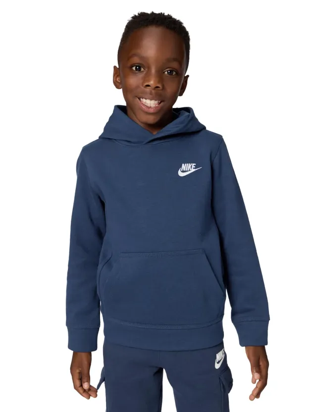 Nike Club Fleece felpa cappuccio bambino 2-3 anni nero cotone