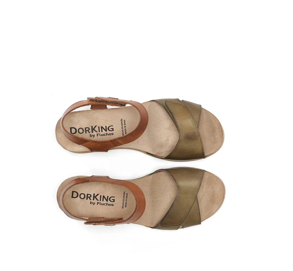 Dorking Gold D9512 sandali donna verdi zeppa comoda
