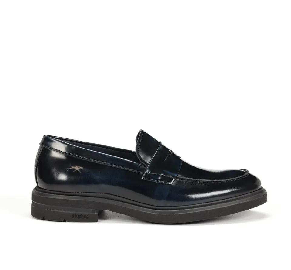 Fluchos Belgas F0633 mocassini uomo blu pelle
