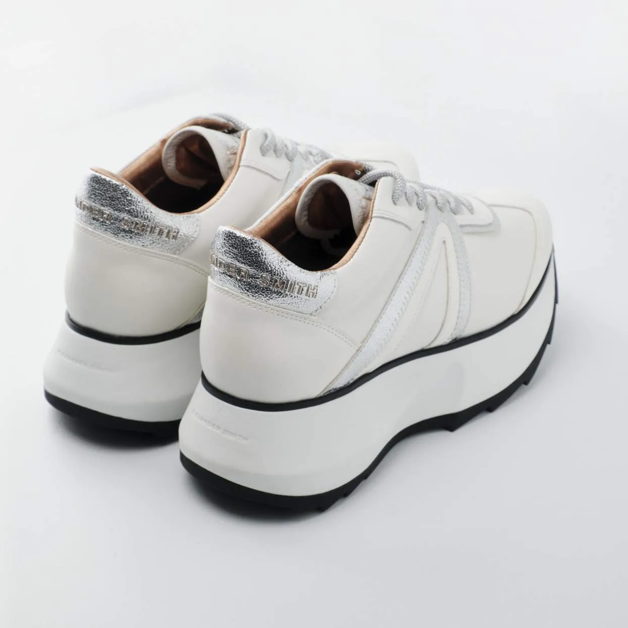 Alexander Smith Chelsea White Silver sneakers donna pelle plateau