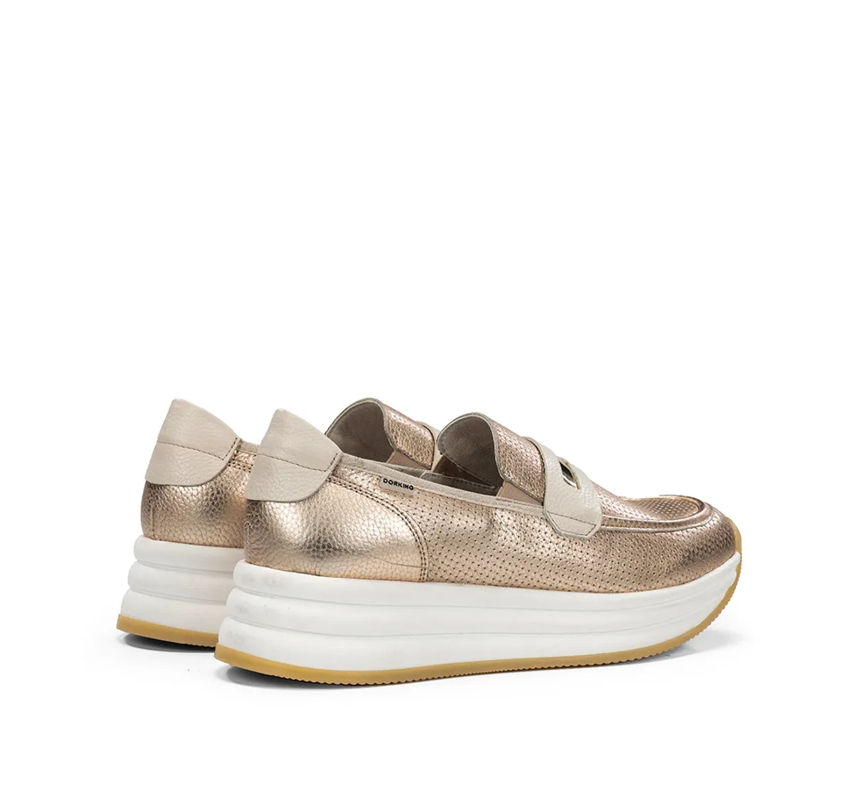 Fluchos Draz D9243 mocassini donna oro con zeppa