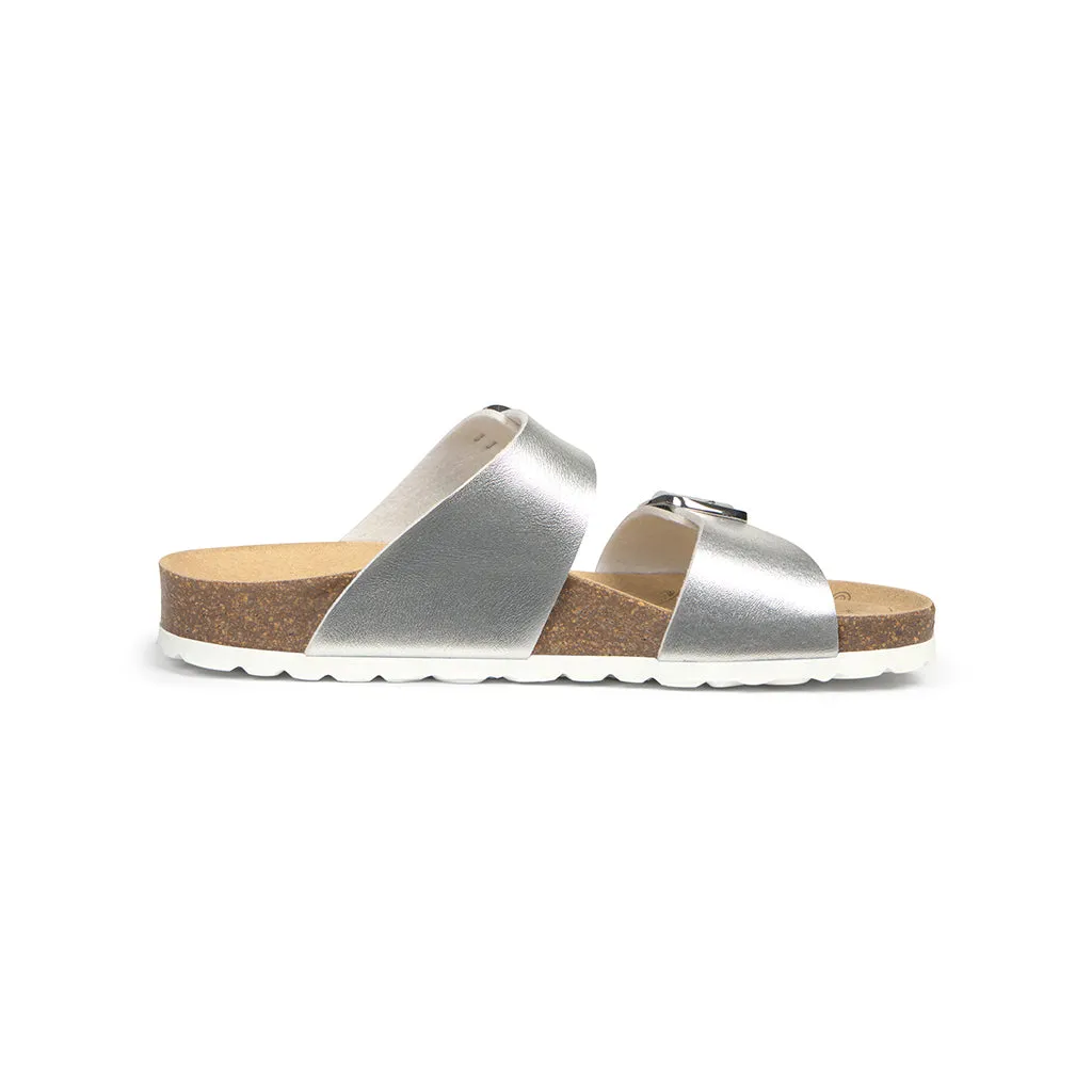 Suecos Vind sandali argento piani