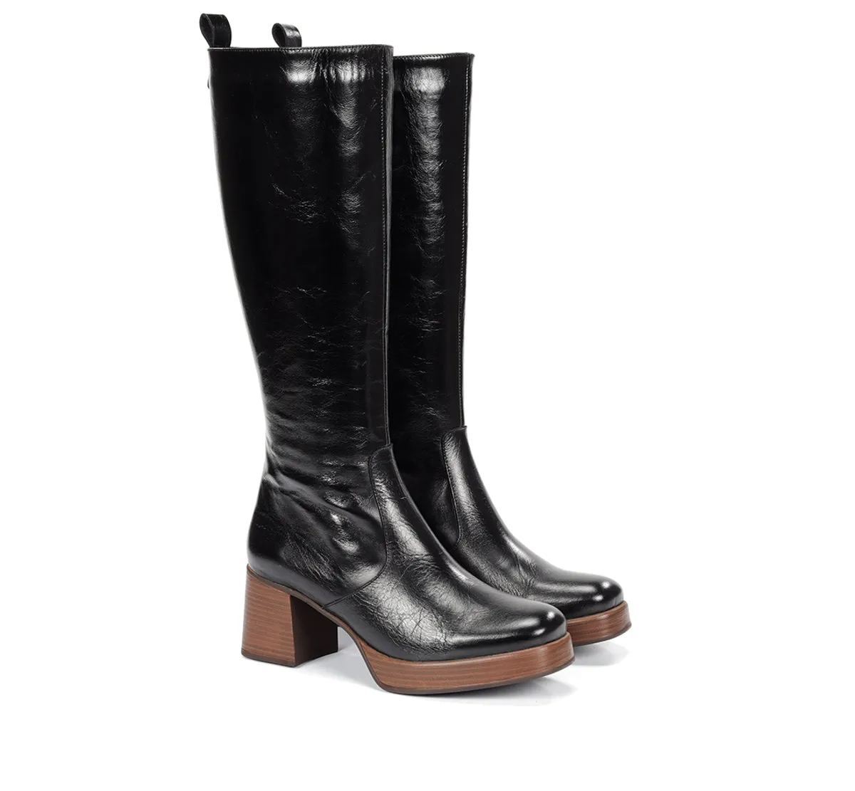 Fluchos Cristel D9339 Stivali Donna Neri Plateau