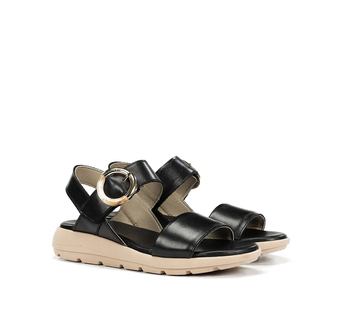 Fluchos Gandia D9468 Sandalo Donna Nero con Fibbia