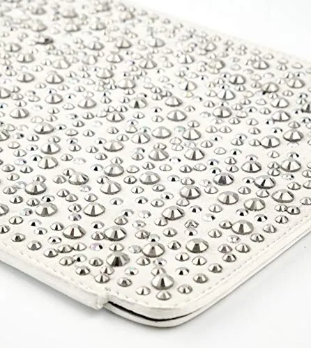 Alexander Smith Strass custodia tablet iPad bianca 14x20 pelle