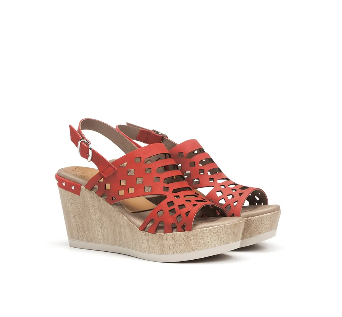 Fluchos Salma D7756 Sandali Zeppa Donna Rossi Tacco 8 cm