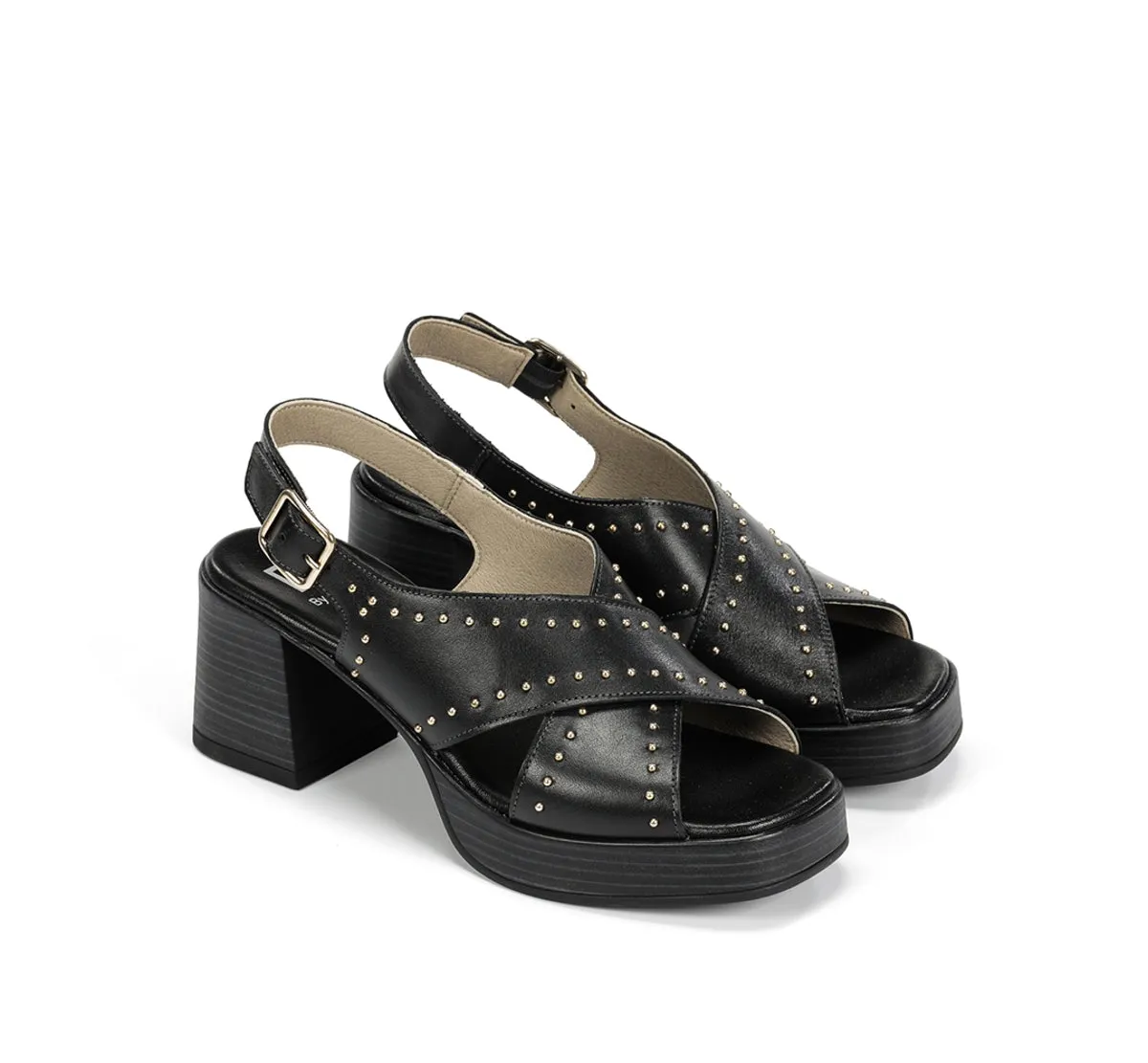 Fluchos Diamond D9333 sandali donna neri tacco largo