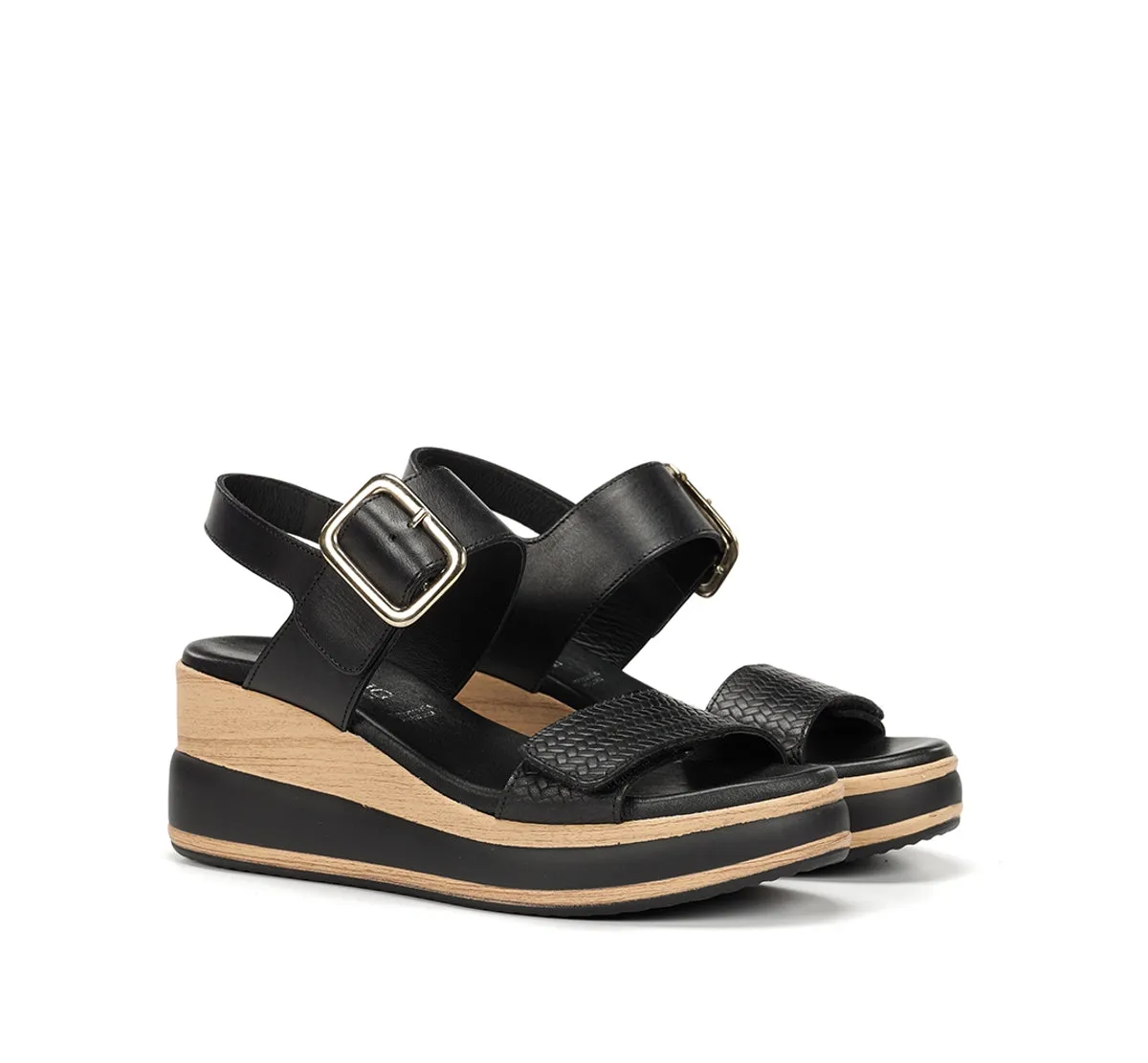 Dorking Prince D9642 Sandali Donna Neri con Zeppa