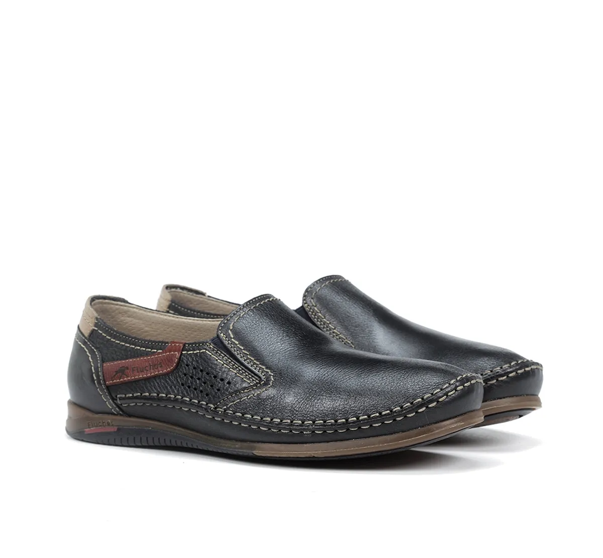 Fluchos Catamaran 8565 slip-on uomo blu pelle tessuto