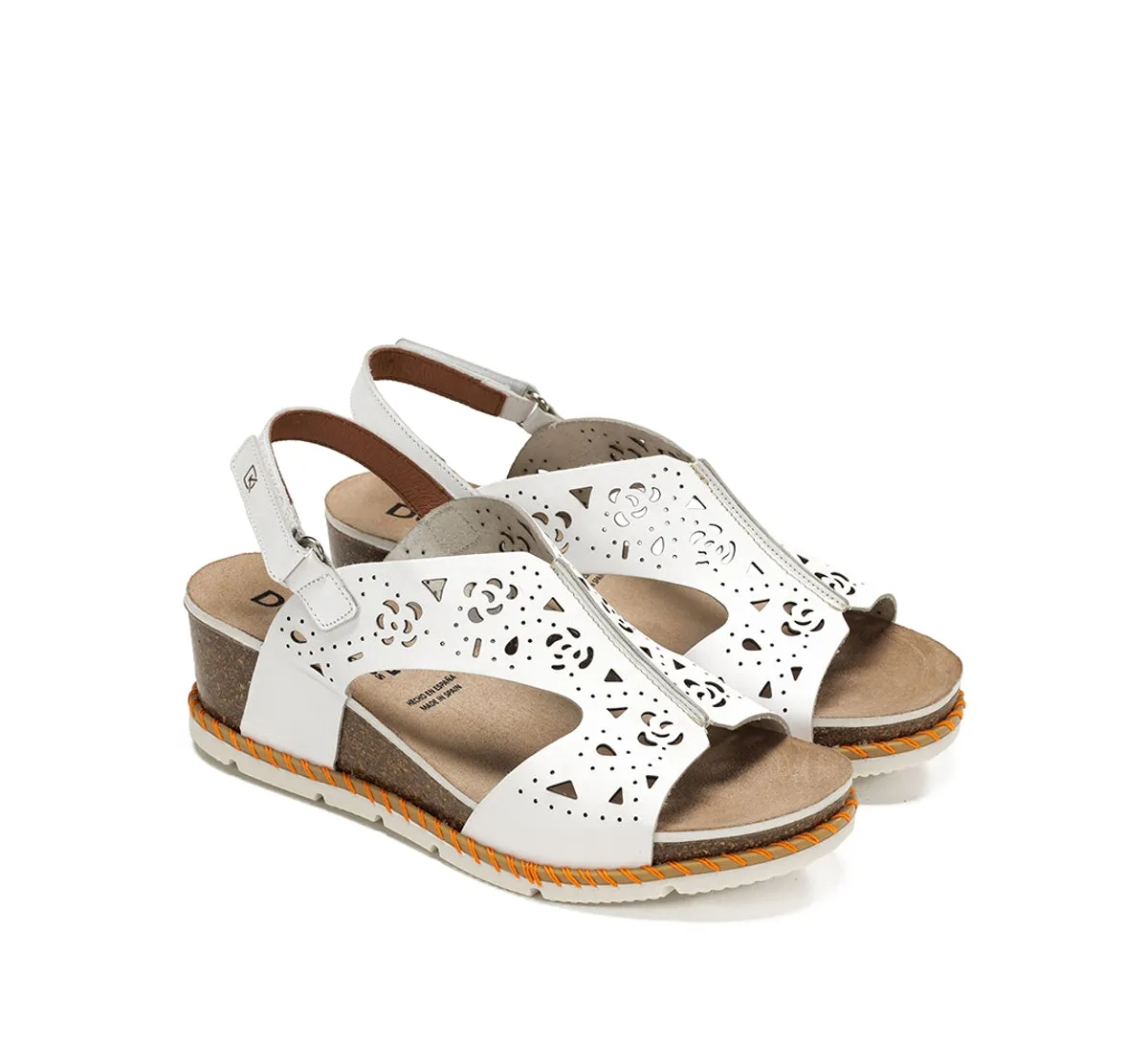 Dorking by Fluchos Gold D9319 sandali bianchi zeppa