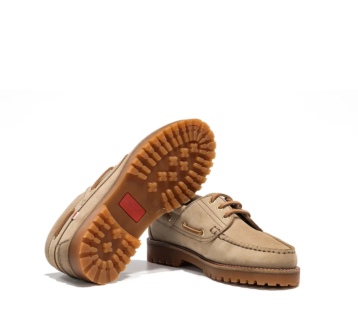 Fluchos Scott F0053 scarpe da barca donna taupe suola gomma