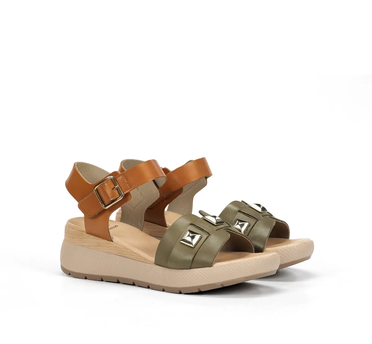 Dorking Ever D9497 sandali donna verde cinturino fibbia
