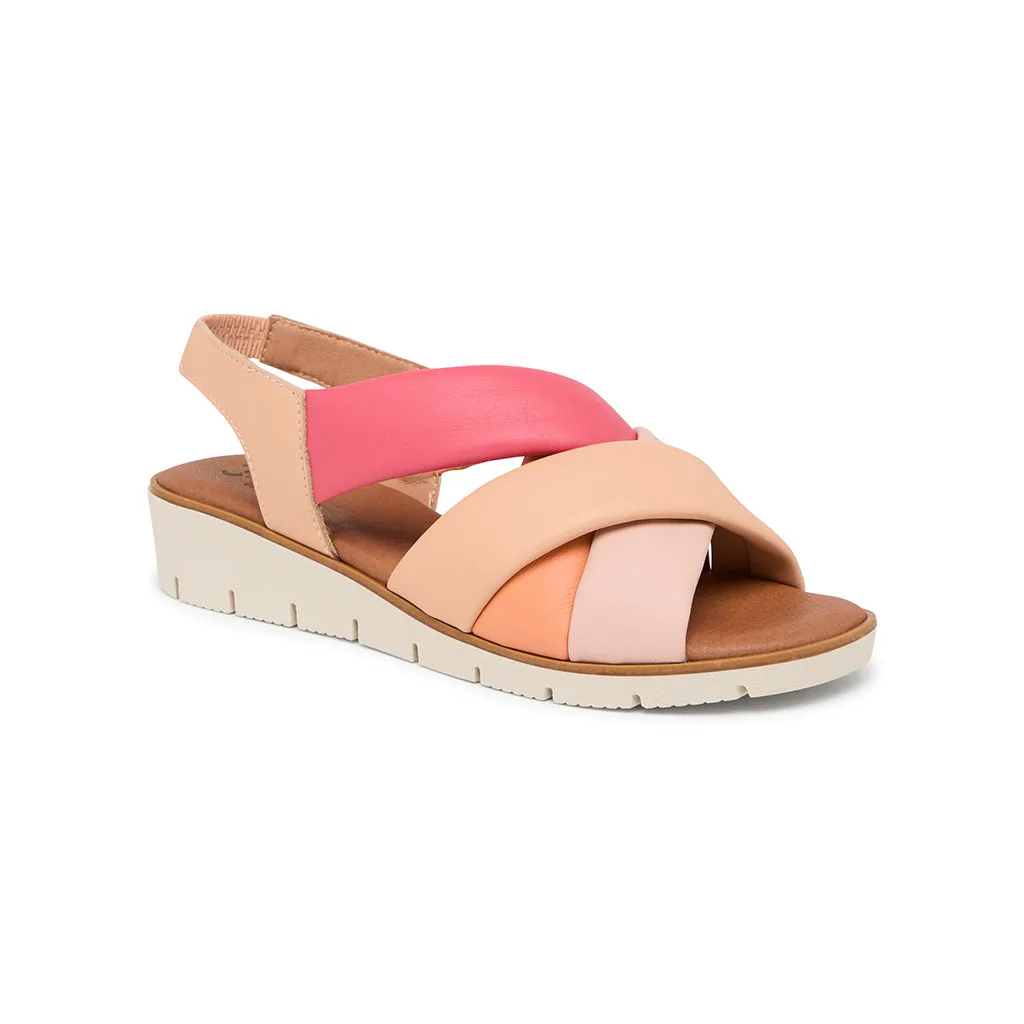 Suecos Blomma Coral sandali donna corallo con zeppa