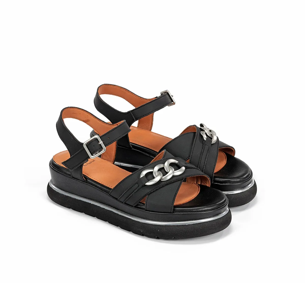Fluchos Nika D9527 sandali donna neri fibbia