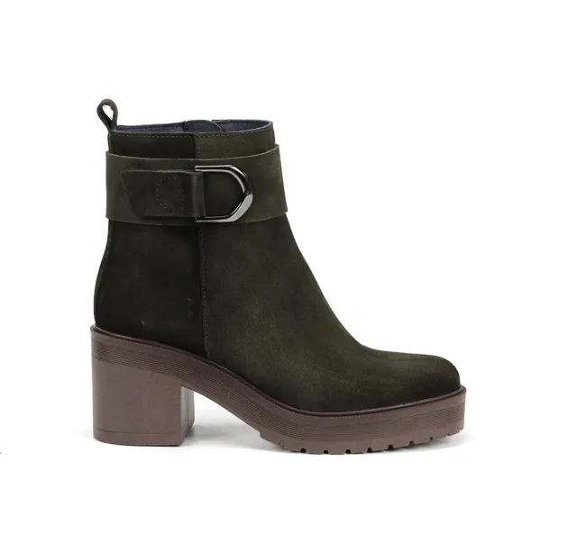 Fluchos Sarah D9573 stivaletti donna verde tacco largo