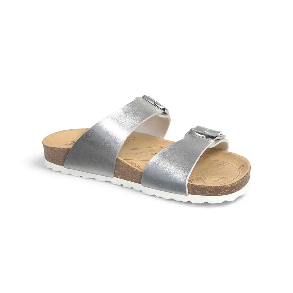 Suecos Vind sandali argento piani