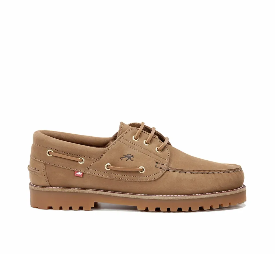 Fluchos Scott F0054 scarpe da barca uomo marroni suola gomma