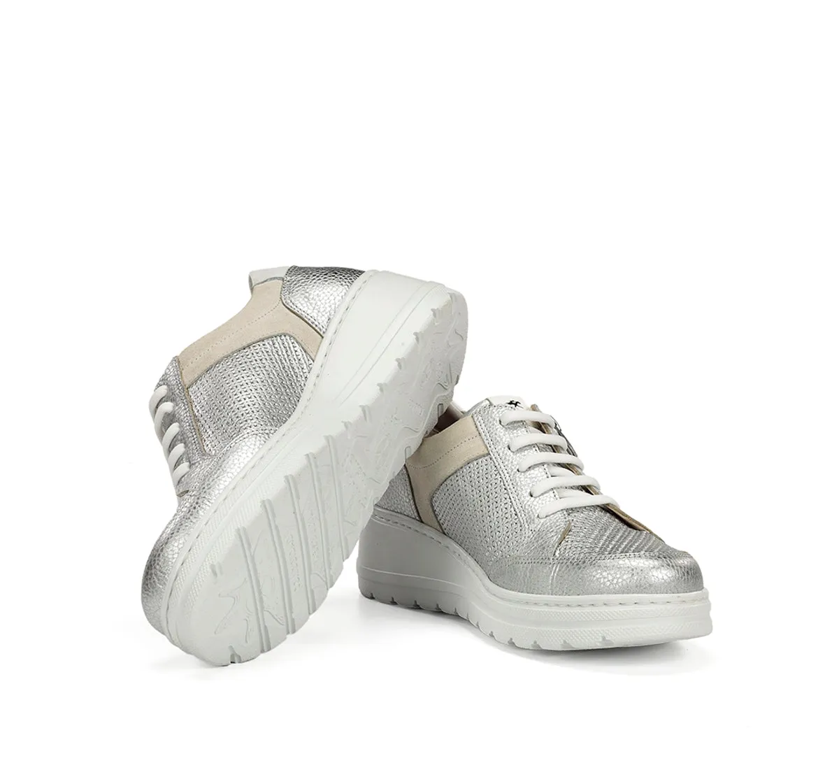 Fluchos Aqua F2173 sneakers argento donna con zeppa