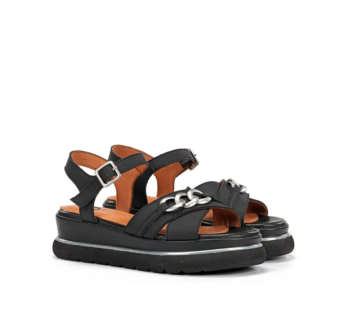 Fluchos Nika D9527 sandali donna neri fibbia