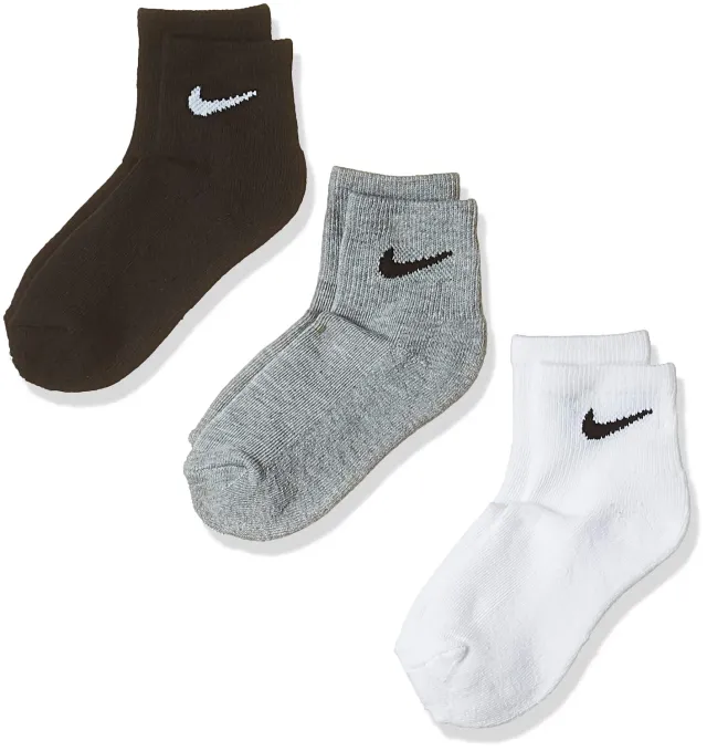 Nike Basic Ankle Calze Bambino 3 Paia Bianche-Grigie