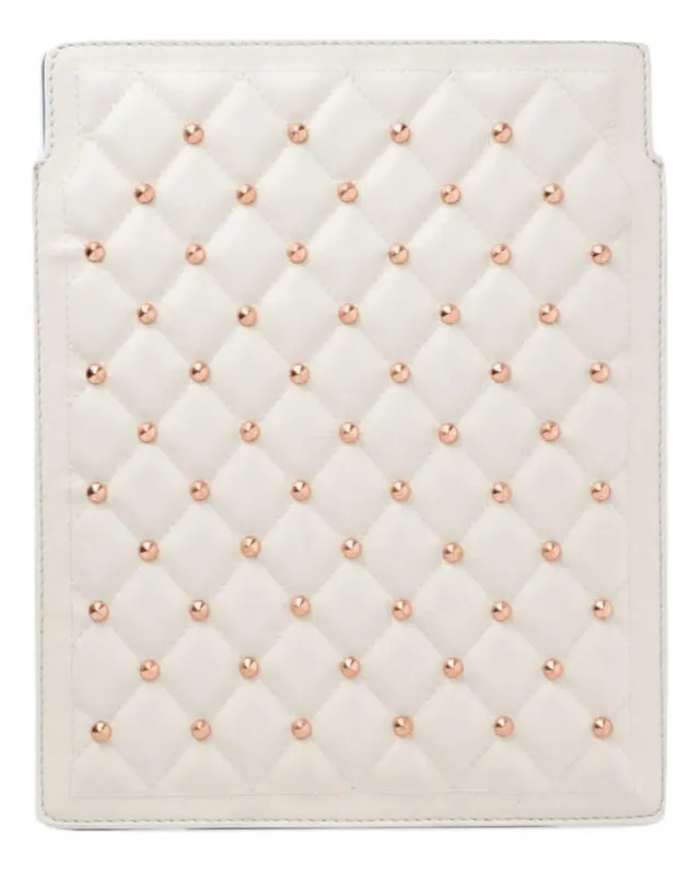 Alexander Smith Borchie custodia tablet iPad bianca 19,5x25 pelle