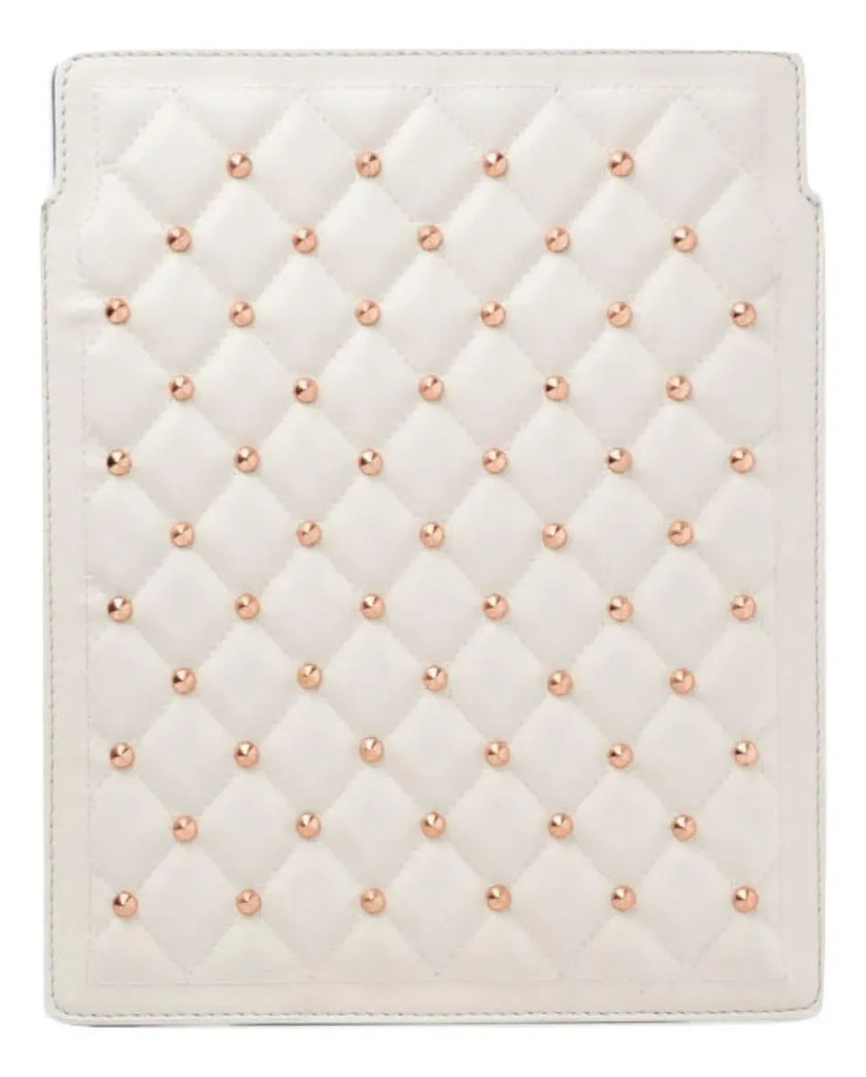 Alexander Smith Borchie custodia tablet iPad bianca 19,5x25 pelle