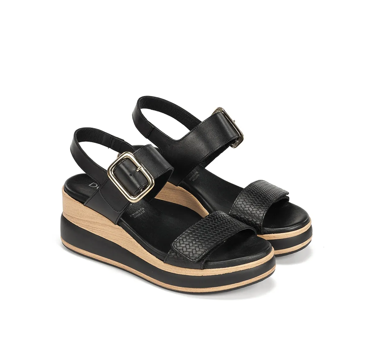 Dorking Prince D9642 Sandali Donna Neri con Zeppa