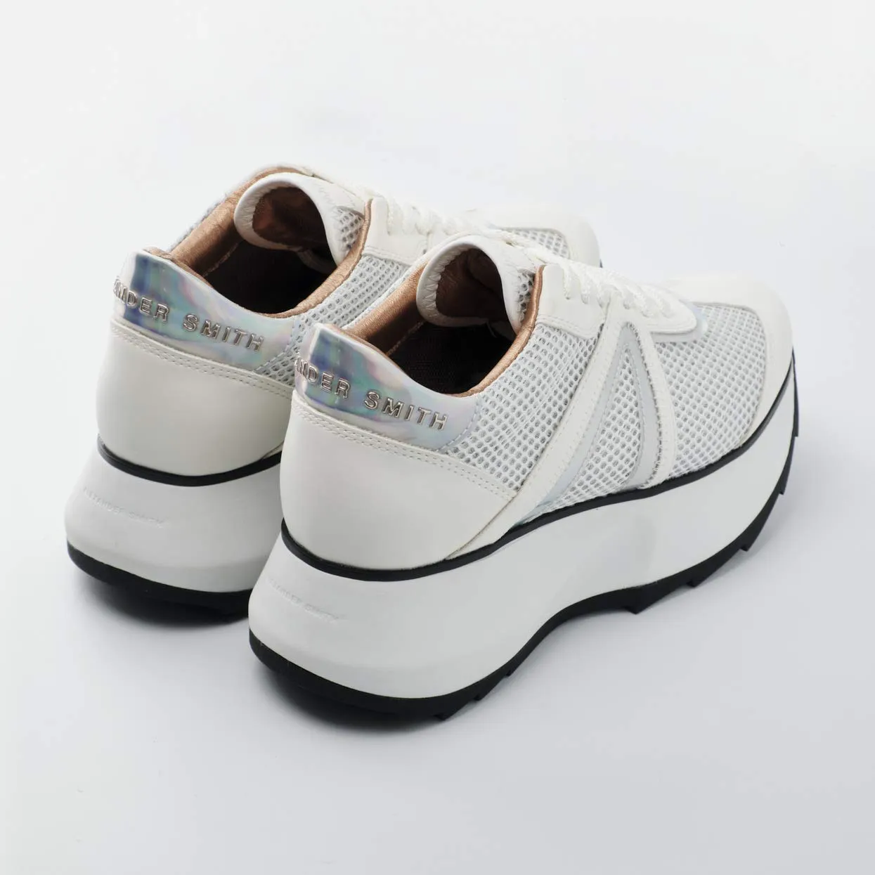 Alexander Smith Chelsea White sneakers donna rete glitter plateau