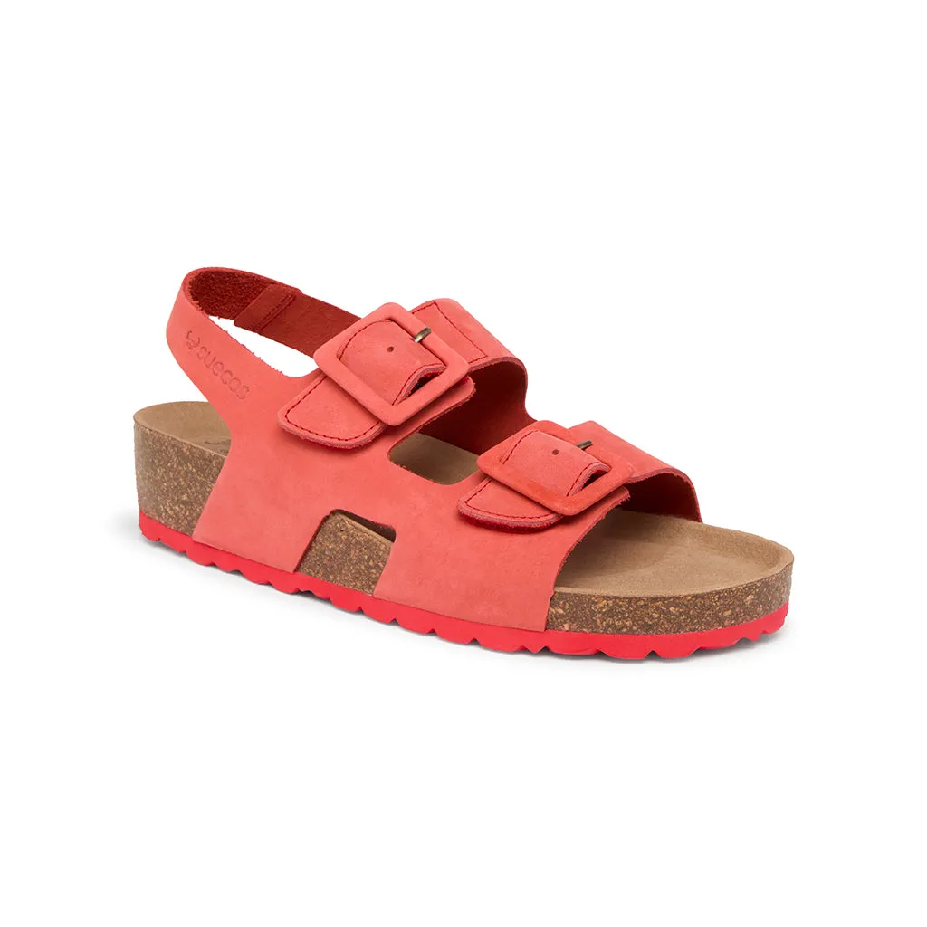 Suecos Sommar sandali donna corallo con zeppa