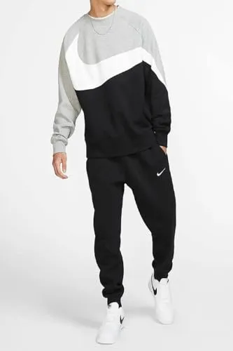 Nike Club Swoosh pantaloni tuta uomo neri in pile cotone