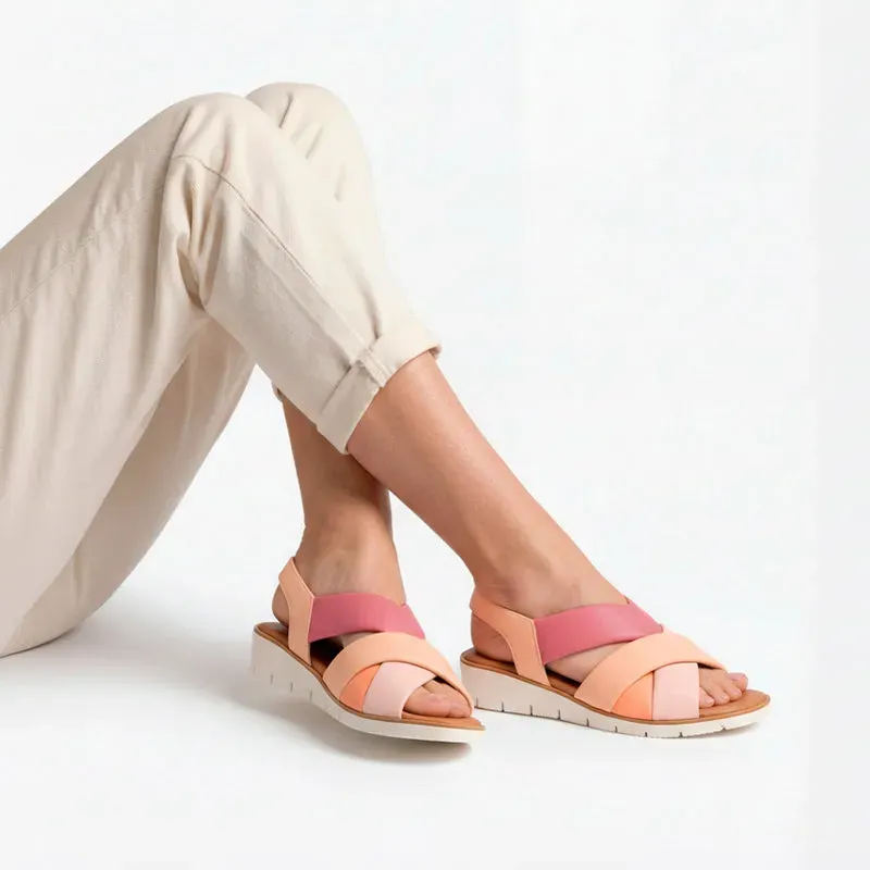 Suecos Blomma Coral sandali donna corallo con zeppa