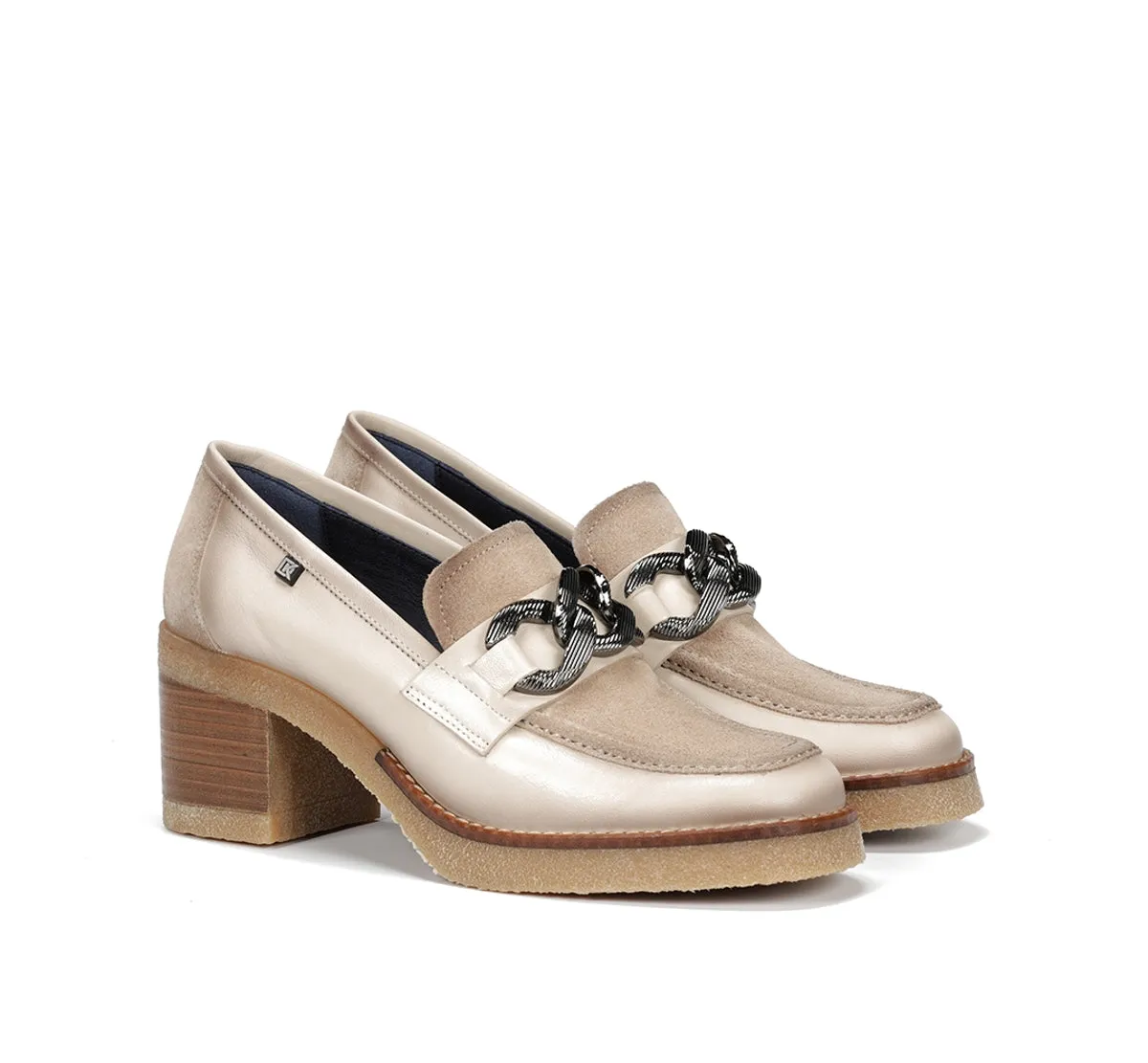 Fluchos Oprah D9193 mocassini tortora tacco medio
