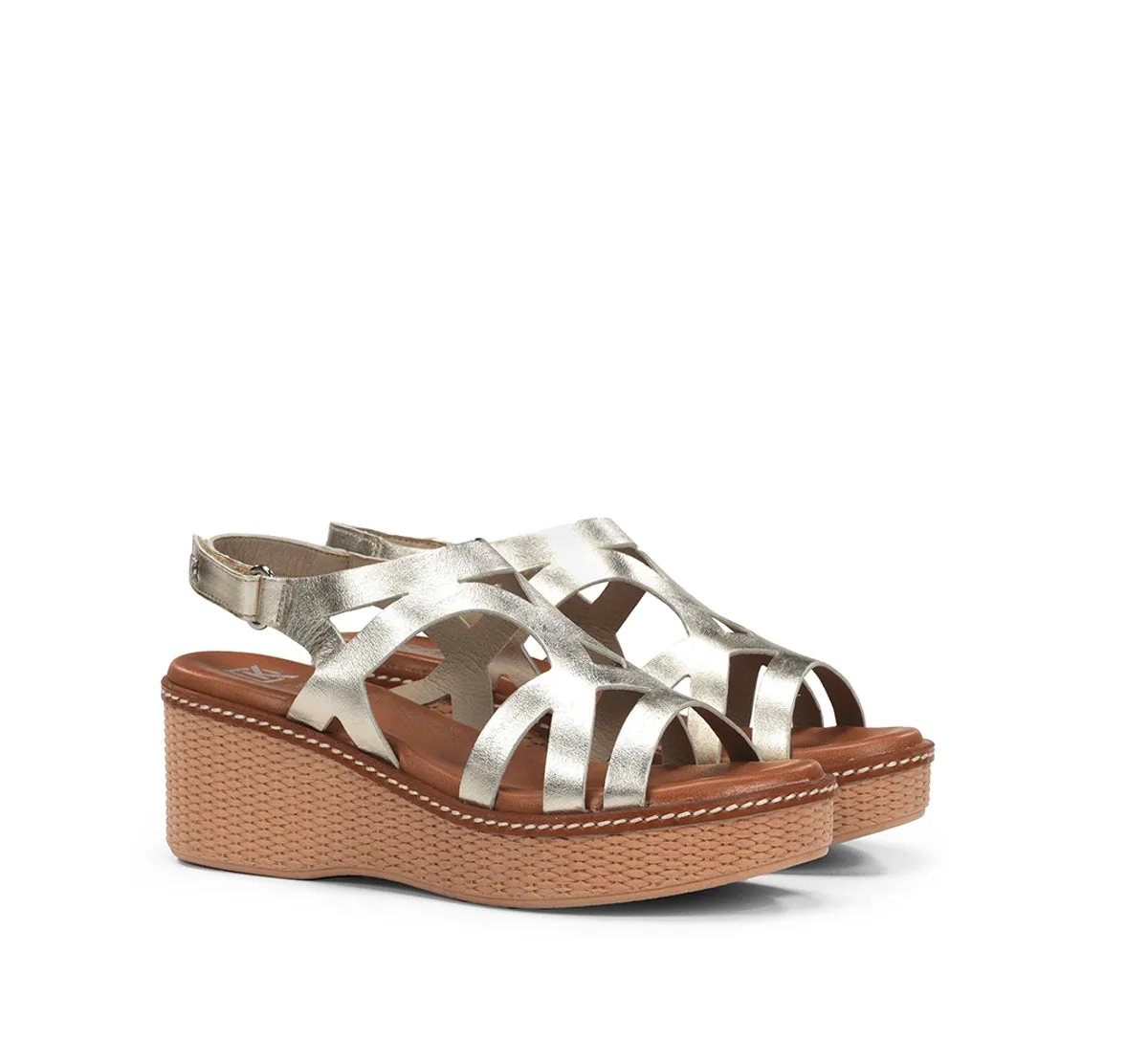 Dorking Nido D9451 sandalo donna oro zeppa espadrillas