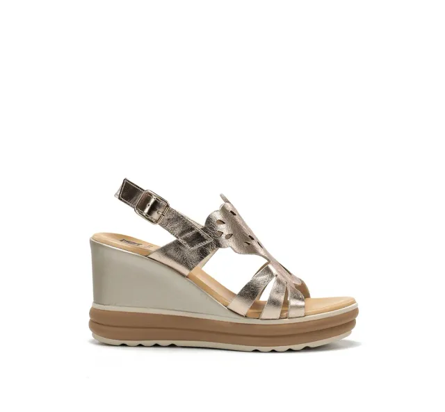 Dorking Diane D9697 sandali zeppa donna oro fibbia