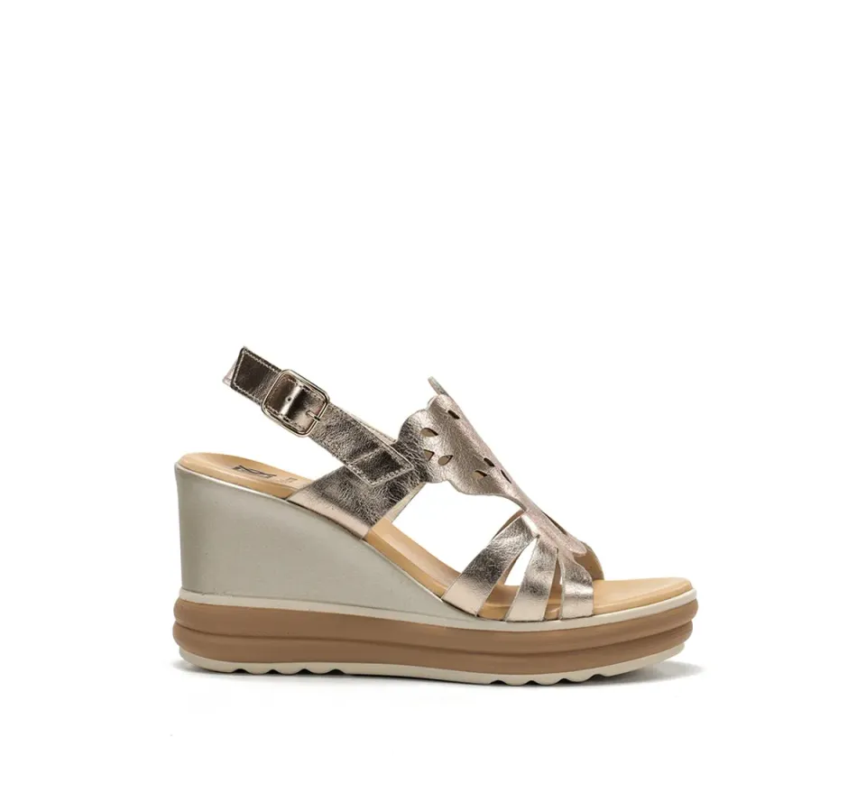 Dorking Diane D9697 sandali zeppa donna oro fibbia