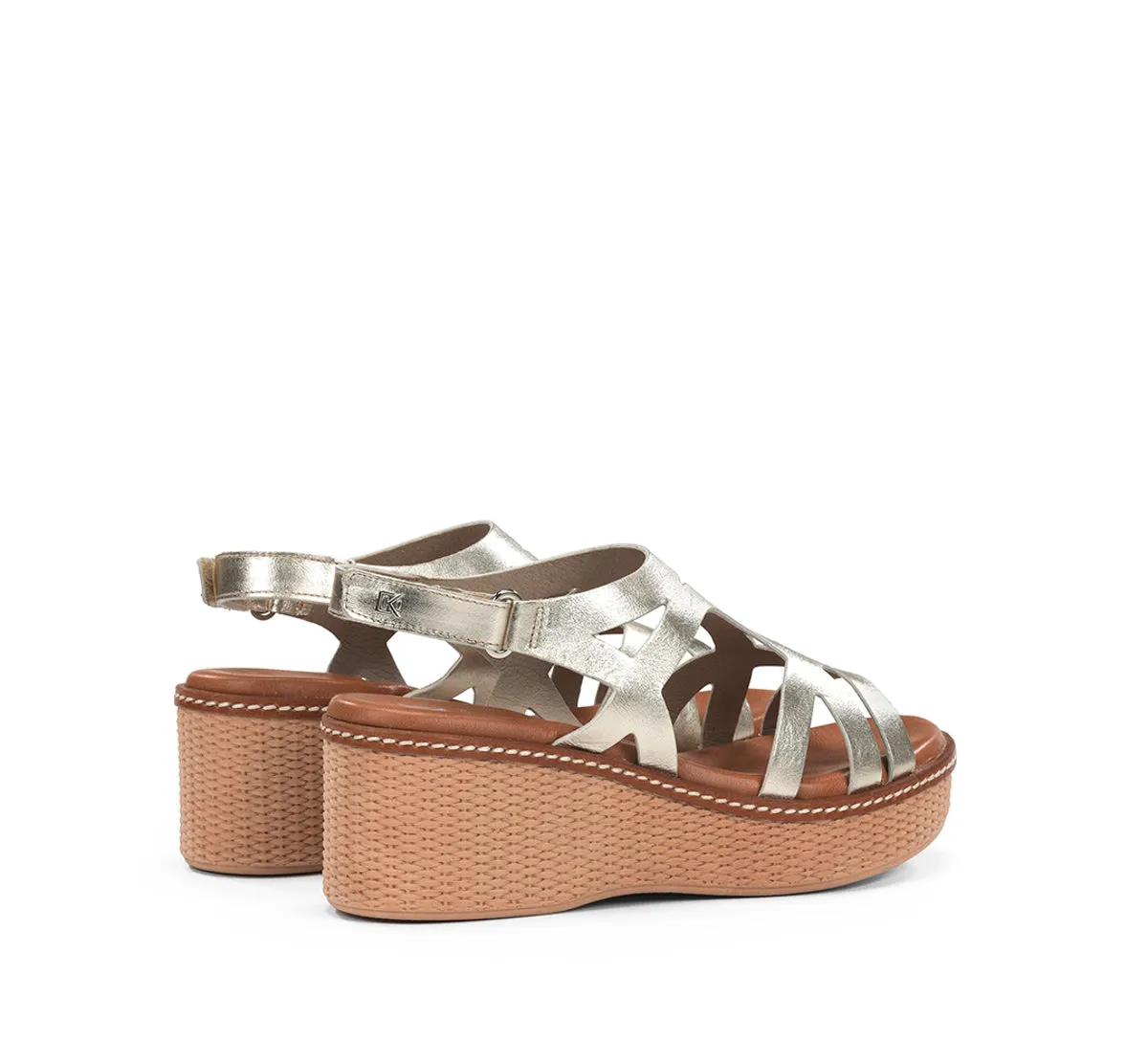 Dorking Nido D9451 sandalo donna oro zeppa espadrillas
