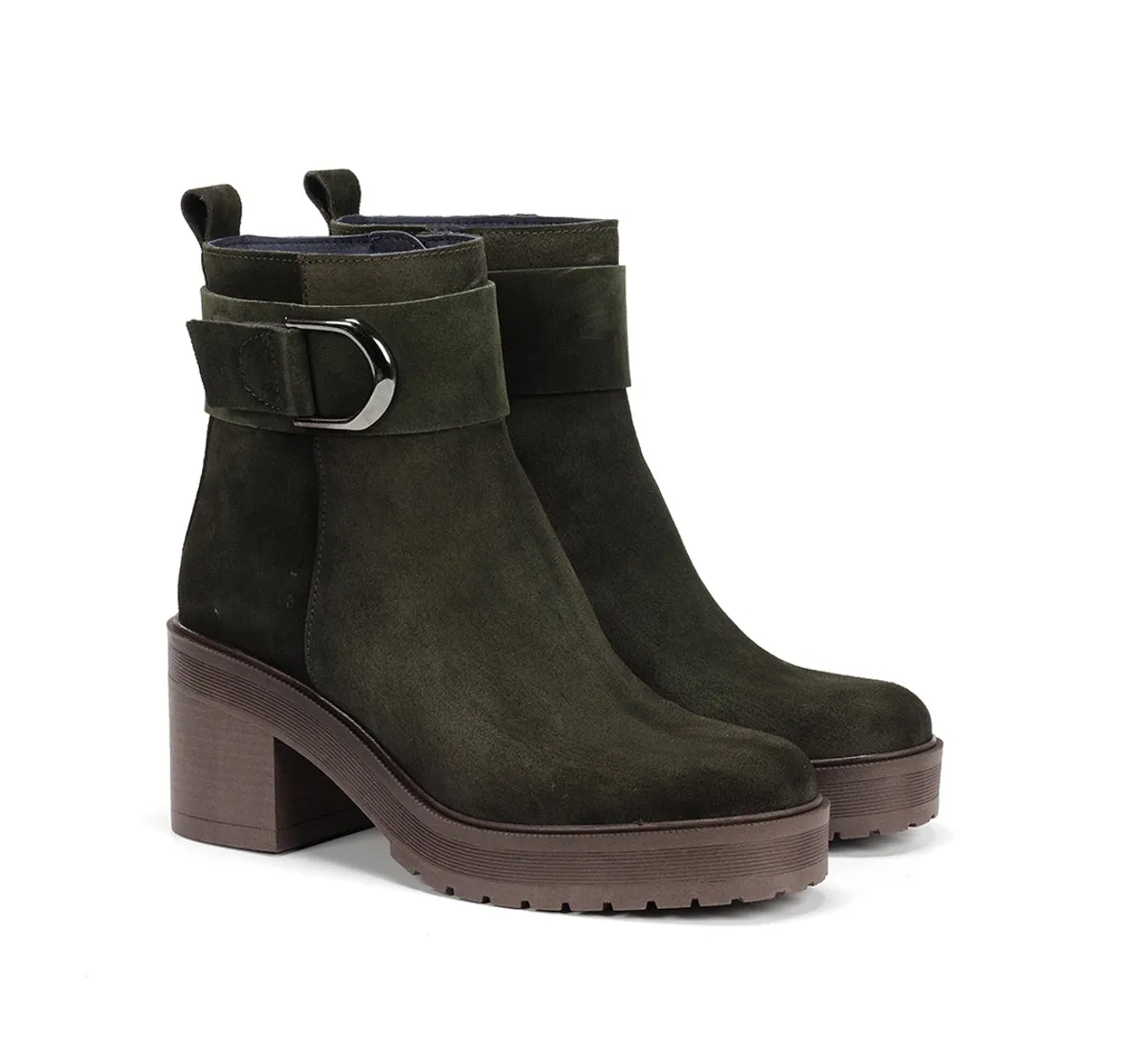 Fluchos Sarah D9573 stivaletti donna verde tacco largo