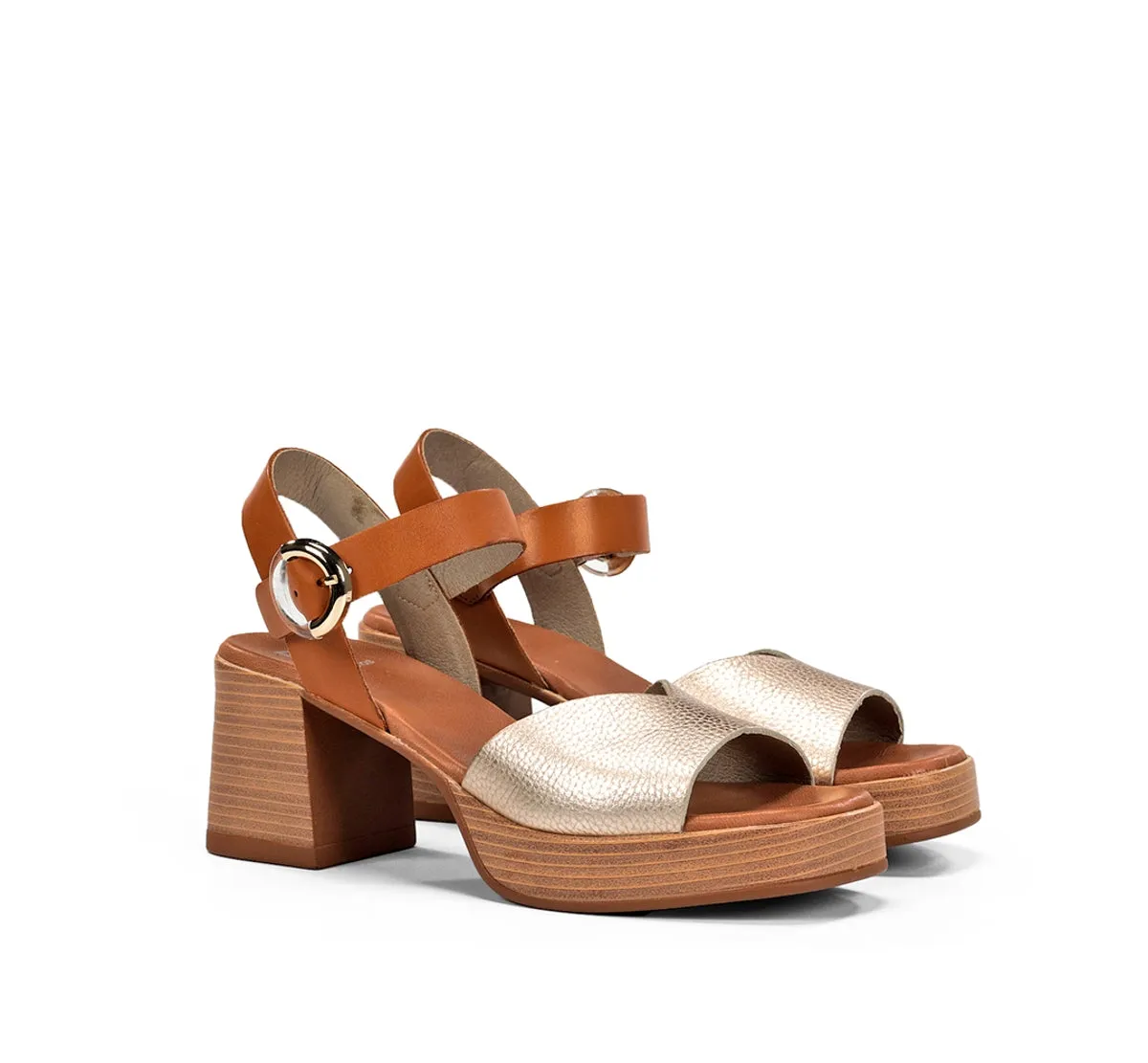 Fluchos Diamond D9287 sandali donna oro tacco largo