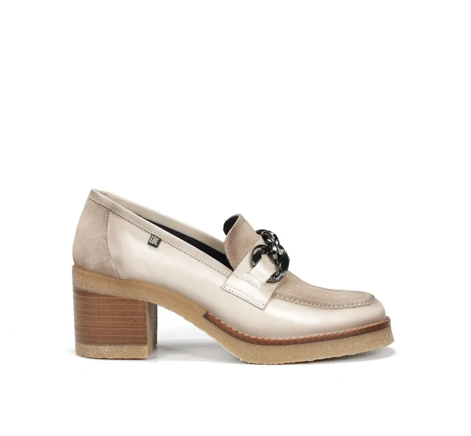 Fluchos Oprah D9193 mocassini tortora tacco medio